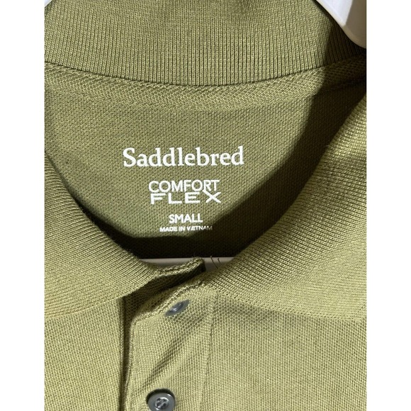 Saddlebred Comfort Flex Polo Shirt Mens Size Small Olive Green Short Sleeve‎ - Picture 3 of 9